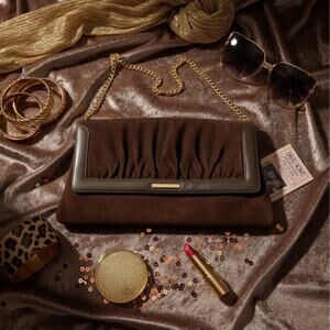 Vintage Susan Gail Suede Clutch Shoulder Bag Brown